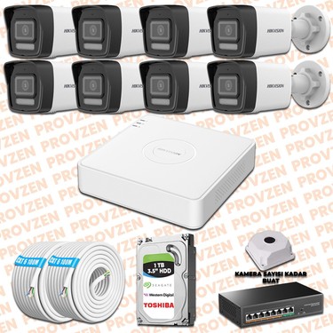 HİKVİSİON 8 Lİ İP RENKLİ SESLİ FULL SET