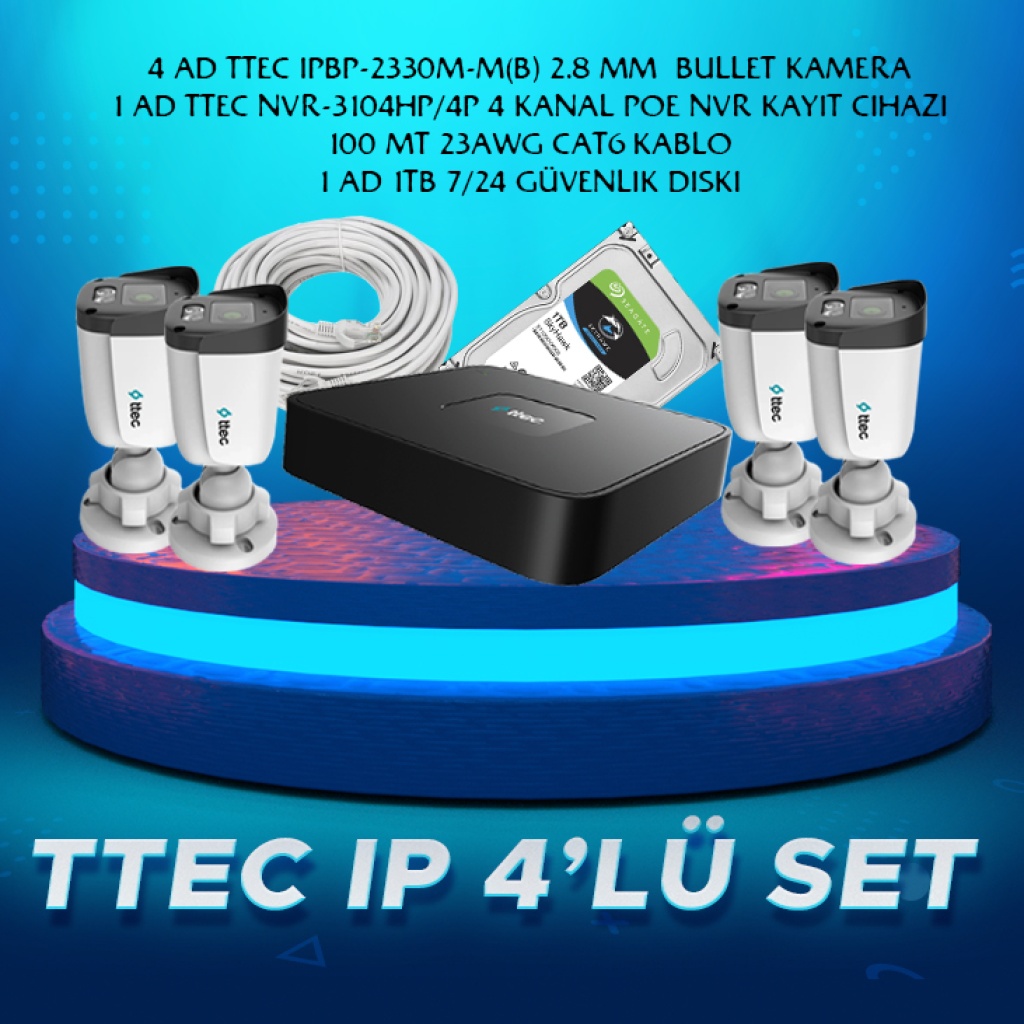  TTEC 4'lü Full IP Kamera Seti 