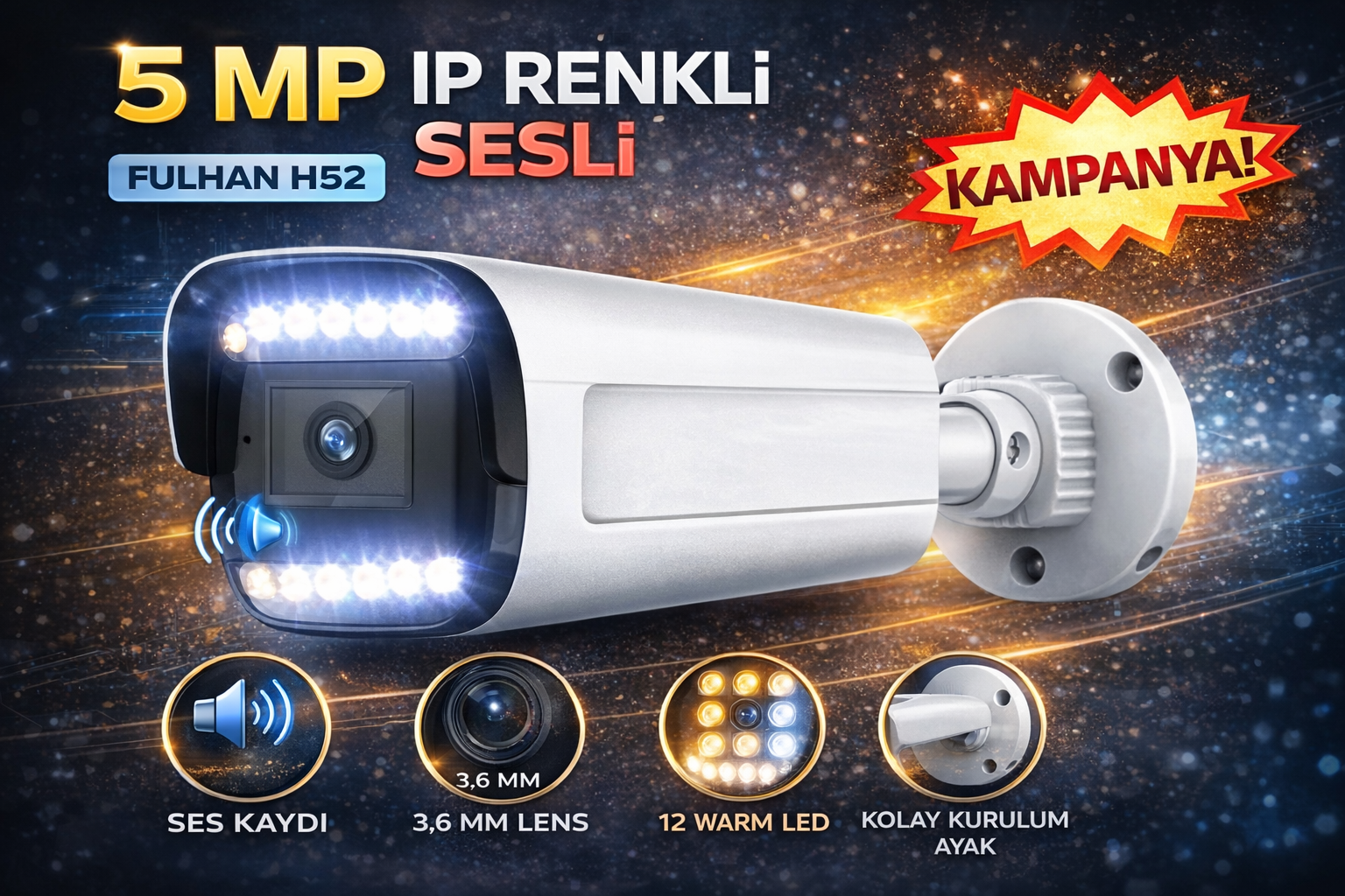 5 MP RENKLİ SESLİ İP KAMERA